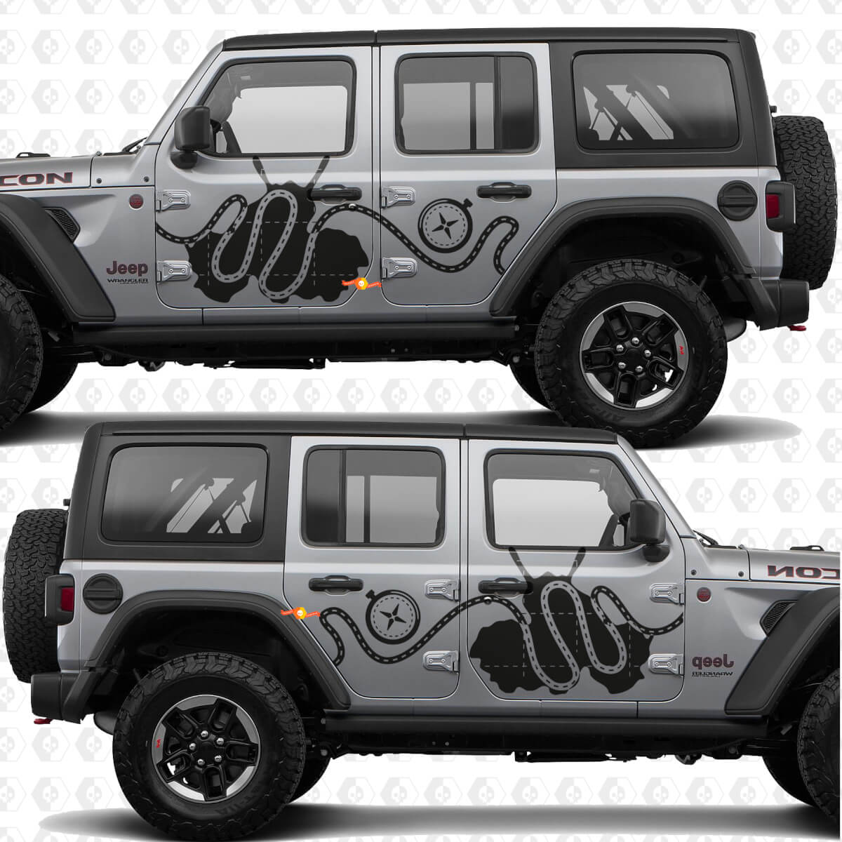 Trail Pass Map Kompass Side Doors Streifen Vinyl Aufkleber Sticker passend für Jeep Wrangler
