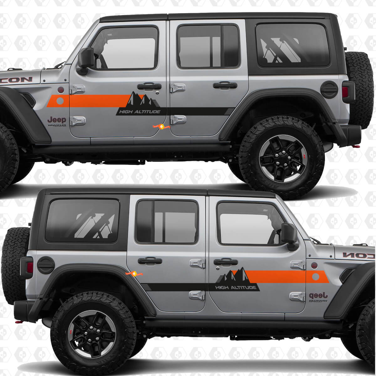 Custom Text Mountains High Altitude Stripes Side Doors Vinyl decal sticker fit Jeep Wrangler