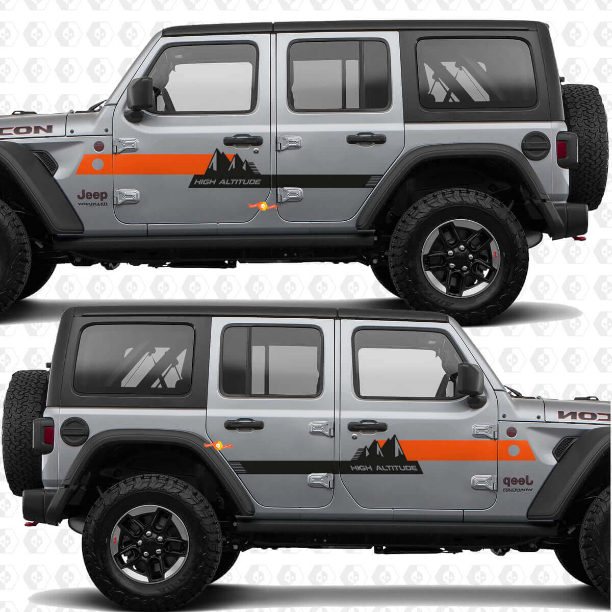 Custom Text Mountains High Altitude Stripes Side Doors Vinyl decal sticker fit Jeep Wrangler