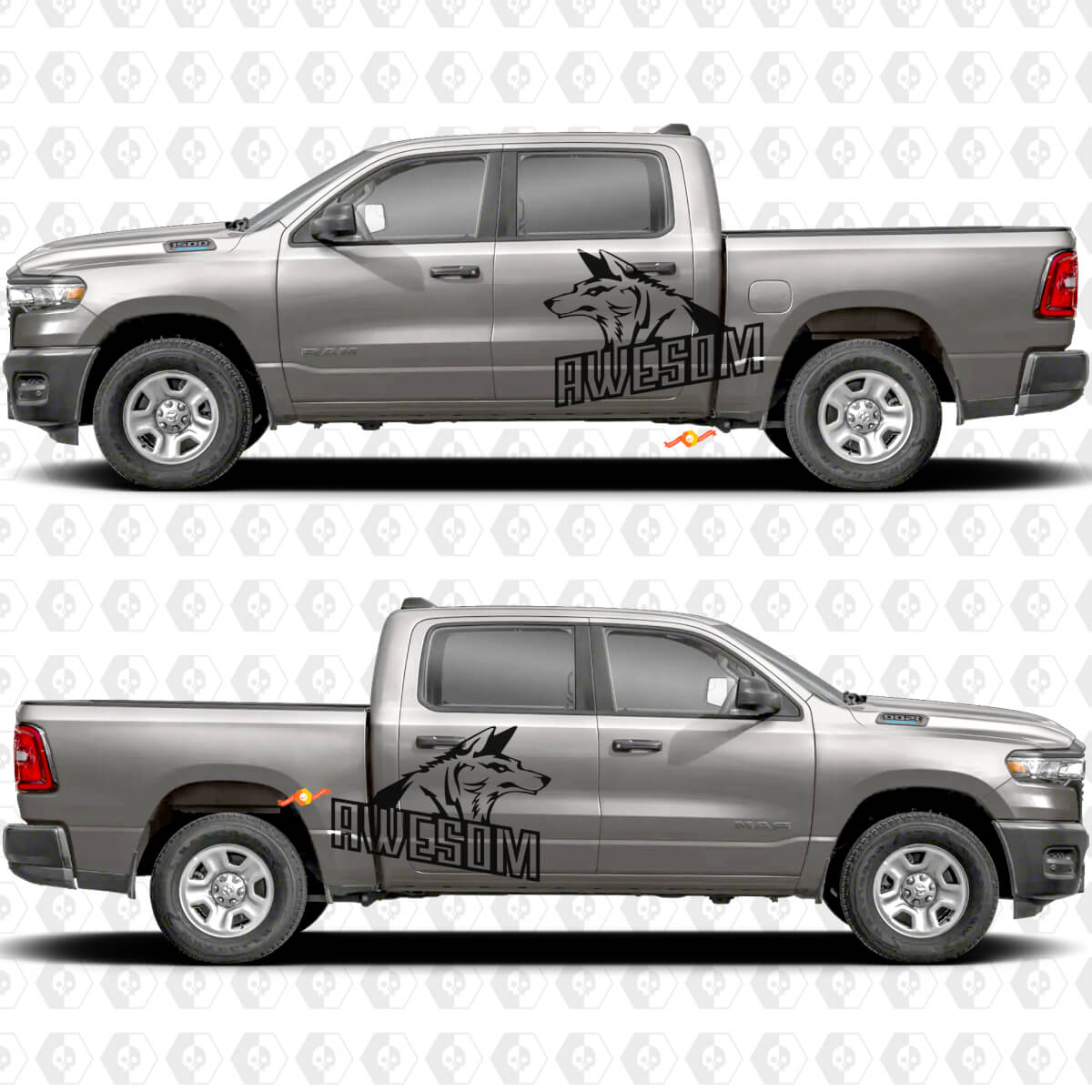 Porte Latérales Côtés de la Benne Autocollants Géniaux Loup Projection Autocollants Décalques Graphiques 2