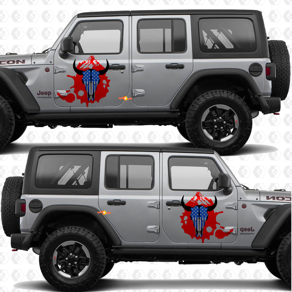 Skull Goat US Flag Side Doors Vinyl decal sticker fit Jeep Wrangler