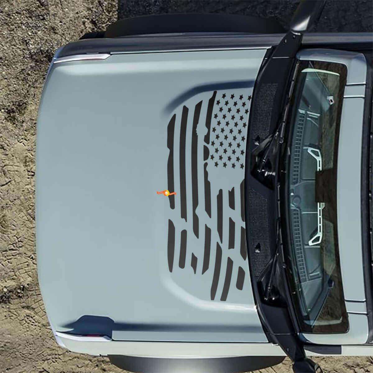 Hood American US Flag Destroyed Decals Stickers for Musclecar horse