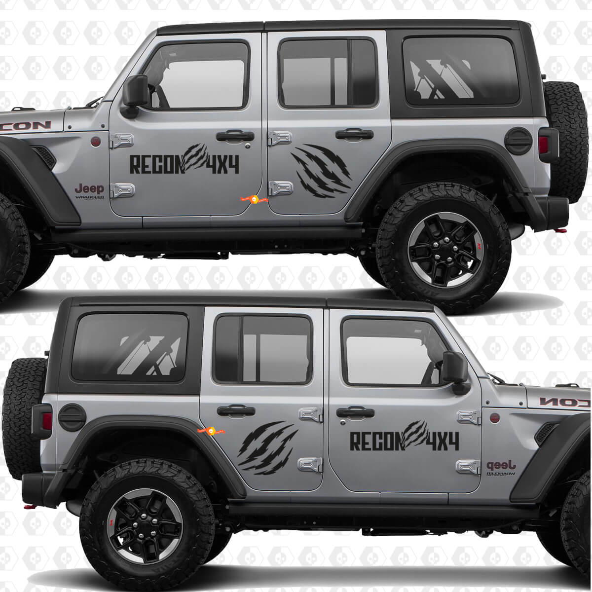 Pair Claw marks Side Doors Vinyl decal sticker Recon 4x4 Sunrise mokap fits for Jeep Wrangler Rubicon 4h4
