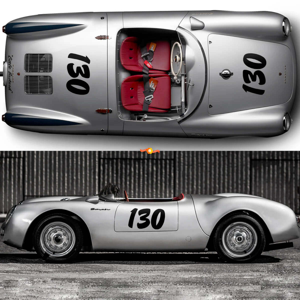 Kit complet Porsche 130 Little Bastard James Dean Kit de bandes latérales Autocollant PORSCHE 550