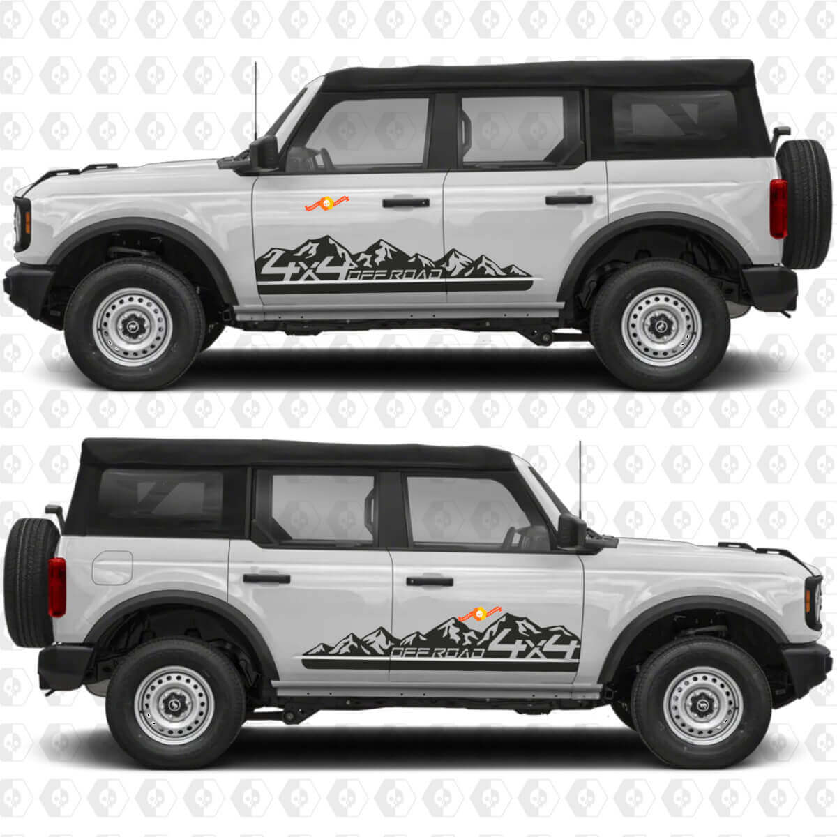 4x4 Off-Road Mountains Side Stripe Door Graphics Vinyl Decal Sticker fits to Ford Bronco
