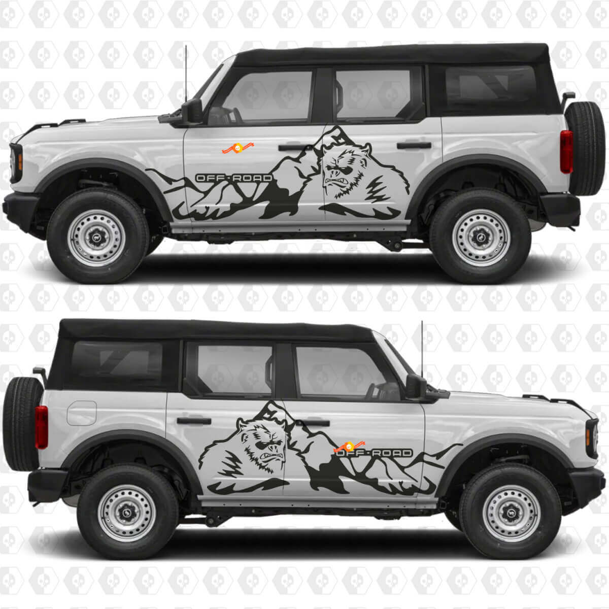 Yeti 4x4 Off Road Mountains Side Doors Graphics Vinyl Decal Sticker fits to Ford Bronco