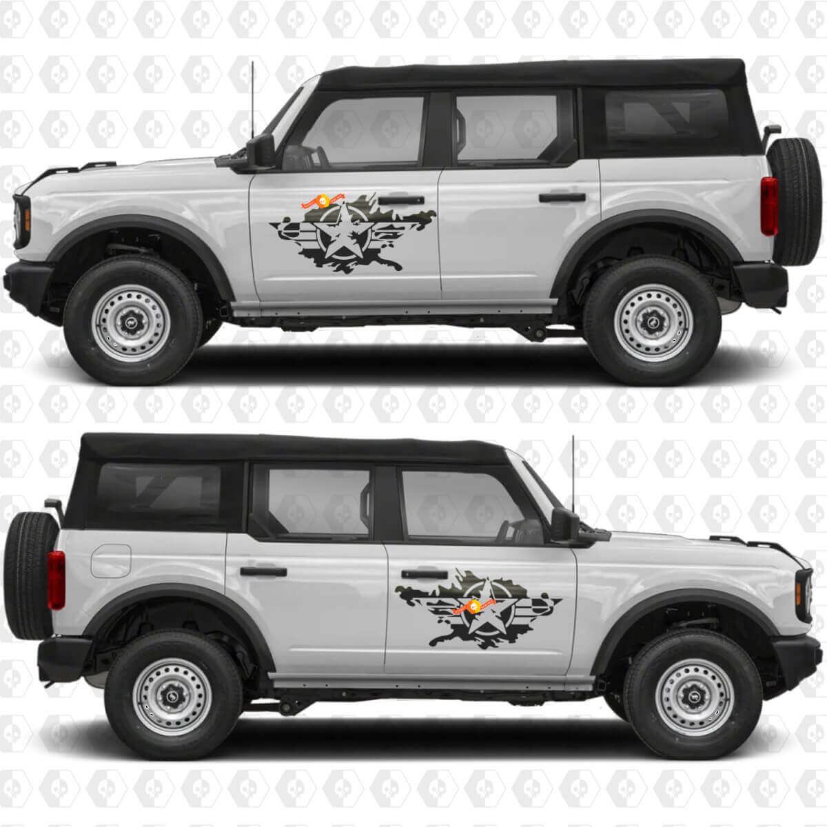 Military Star Splash Side Doors Graphics Vinyl Decal Sticker 2 fits to Ford Bronco