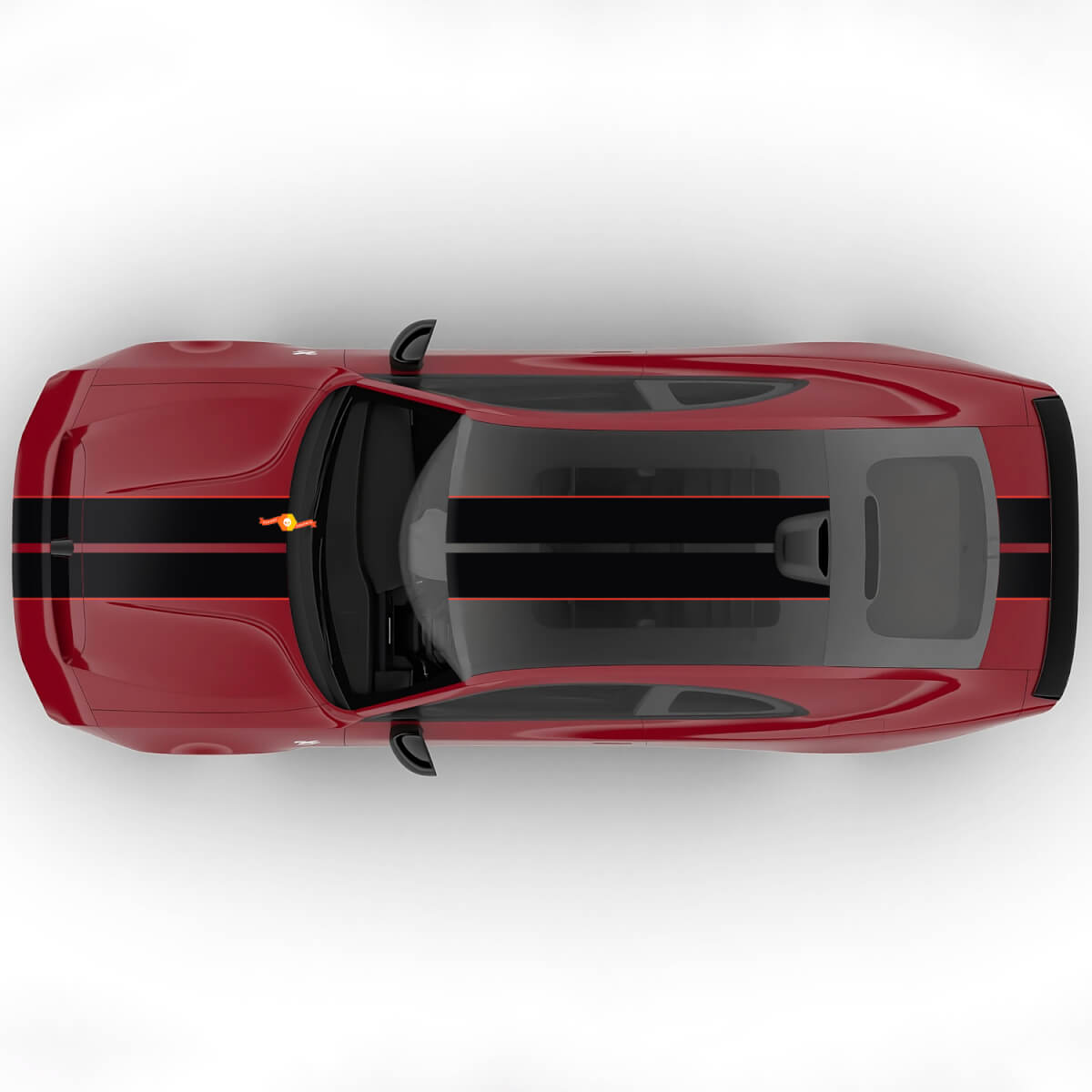 Sixpack Dual Central Stripes Hood Rally Offset Vinyl Decal Graphic for Dodge Charger Daytona