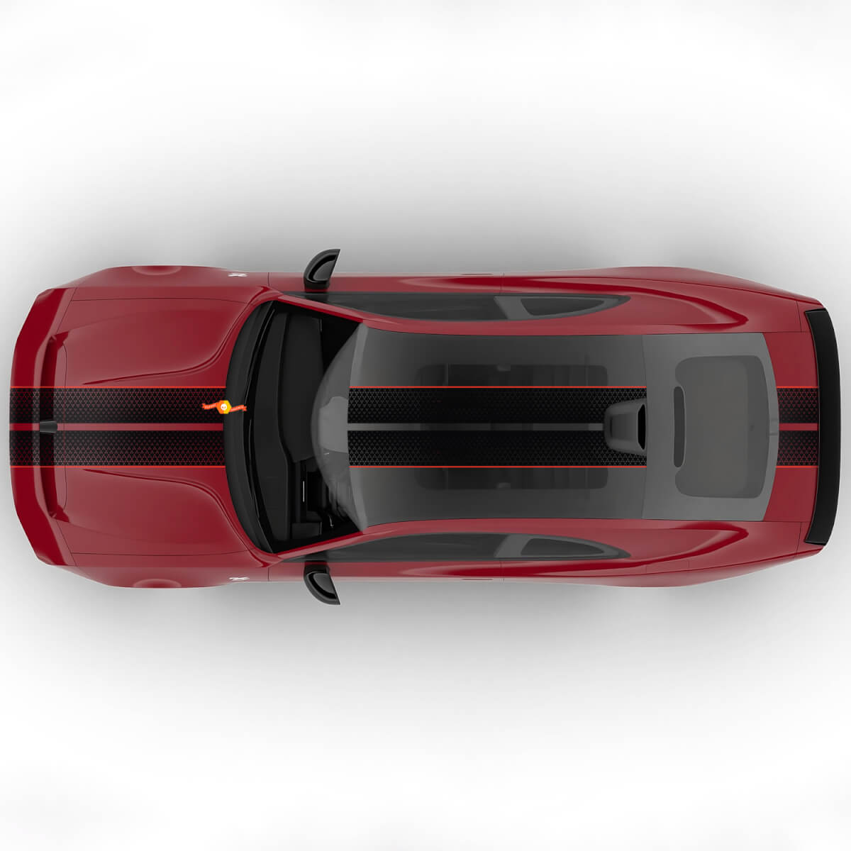 Sixpack Dual Central Stripes Bonnet Rally Offset Vinyl Decal Graphic 2 for Dodge Charger Daytona