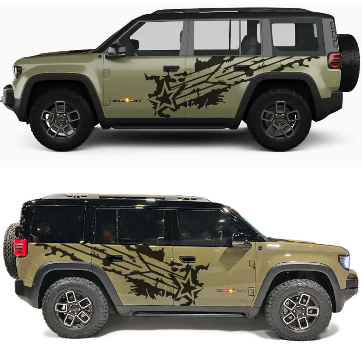 Military Star Splash Side Doors Vinyl decal sticker for Jeep Recon
