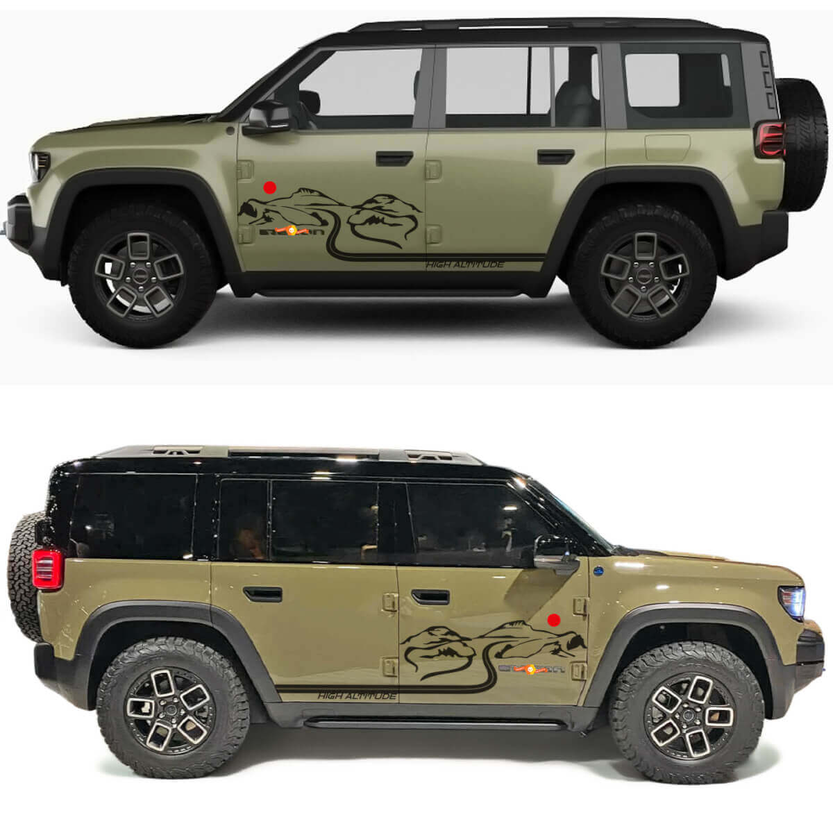 Desert Sunset High Altitude Road Side Doors Vinyl Decal for Jeep Recon