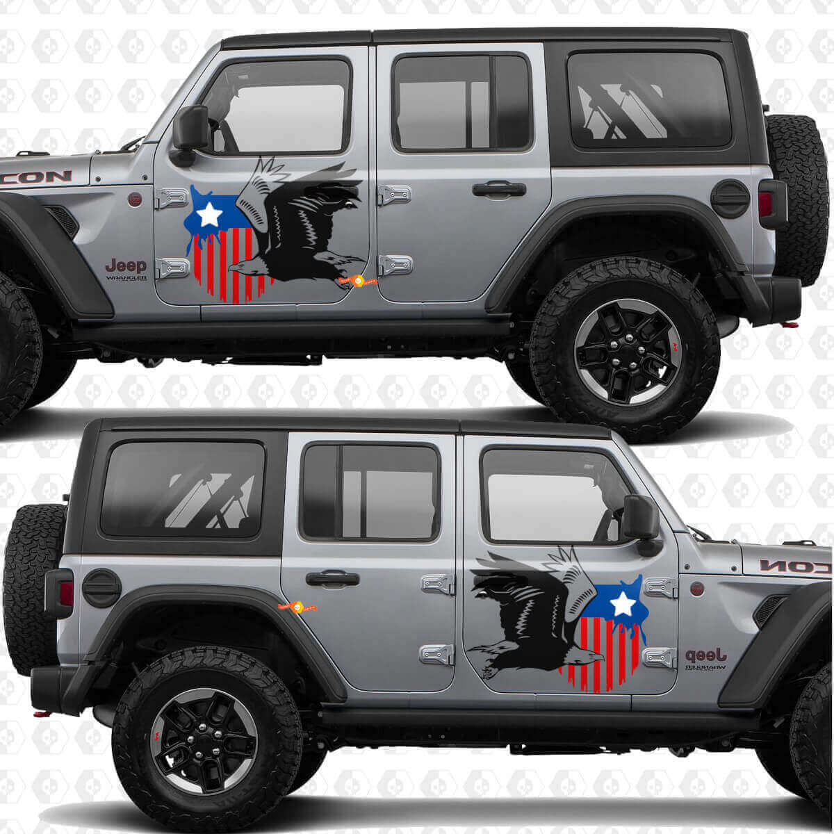 Flag Military Star Bald Eagle Side Doors Vinyl decal sticker fit Jeep Wrangler