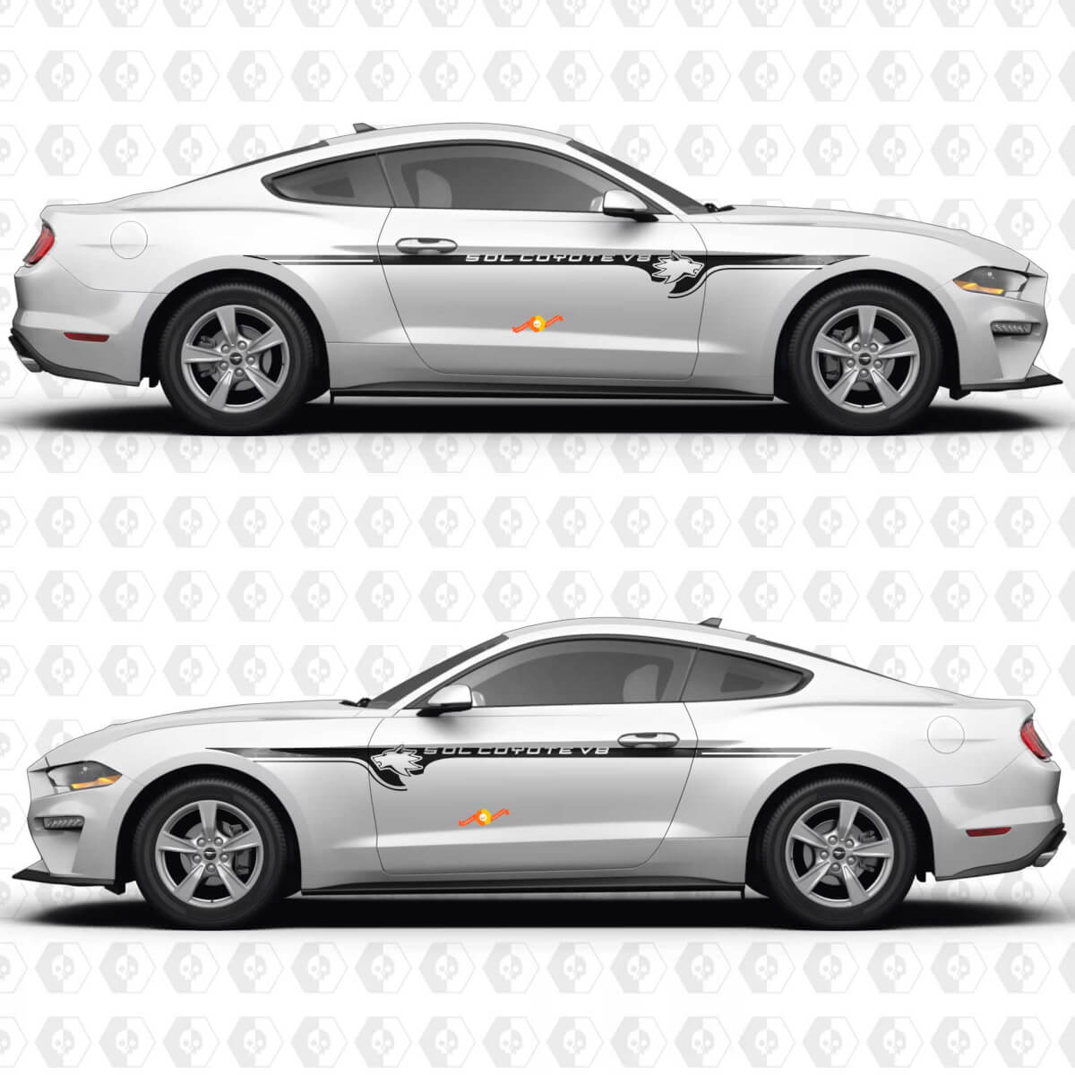 S550 50L Coyote V8 Minimal Accent Side Doors Vinyl Decals Stickers for Ford Mustang