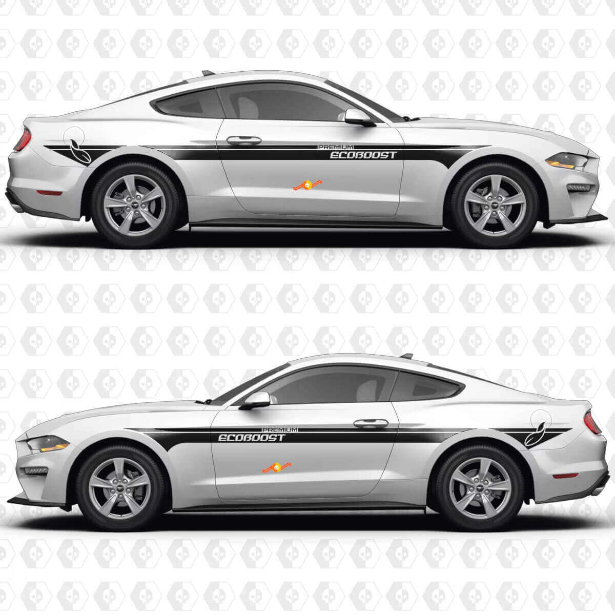 S550 EcoBoost Premium Dual Parallel Stripes Side Doors Vinyl Decals Stickers for Ford Mustang