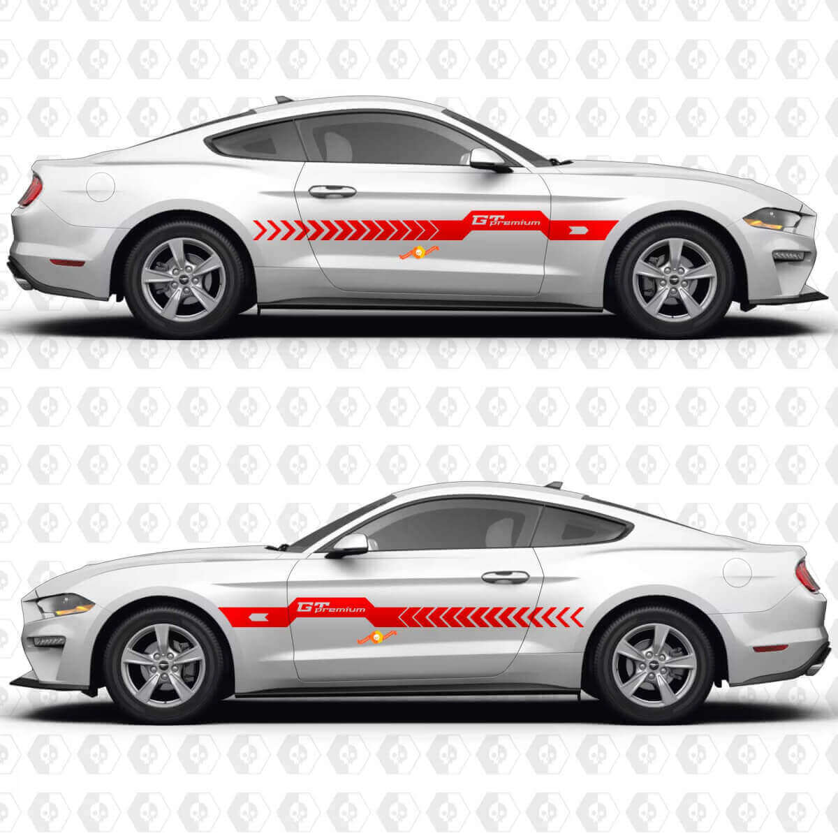 S550 GT Premium Centre Thick Stripe Split Side Doors Vinyl Decals Stickers for Ford Mustang
