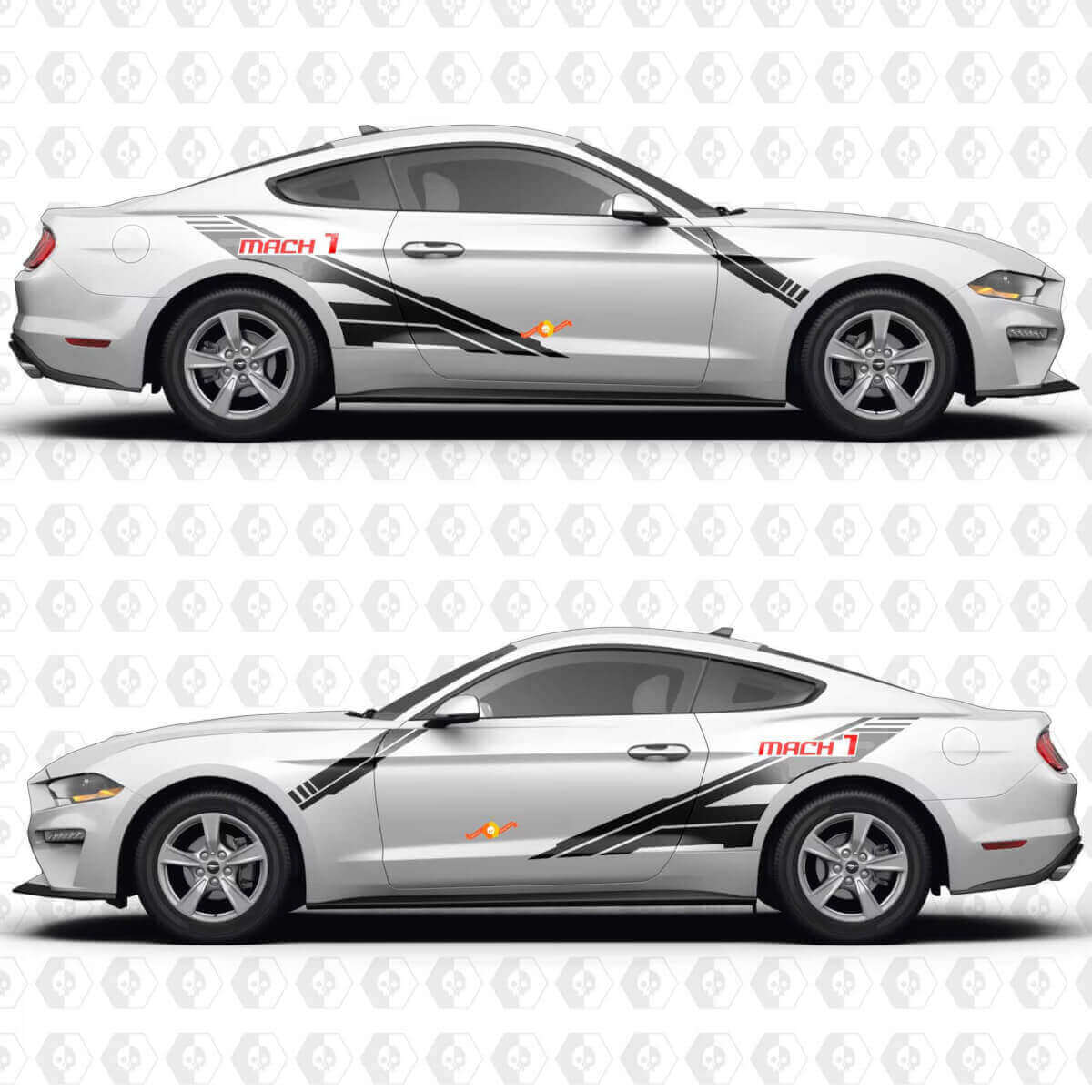 S550 Mach 1 Forward Slash Design Side Doors Vinyl Decals Stickers for Ford Mustang