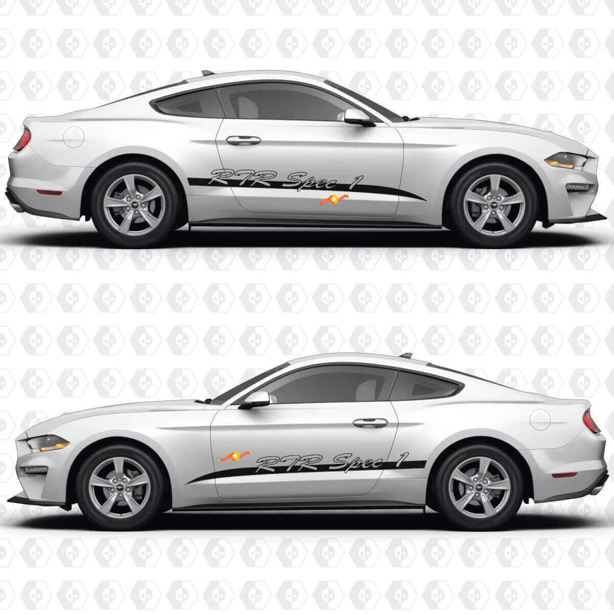 S550 Negative Space Stripe-RTR Spec 1 Side Doors Vinyl Decals Stickers for Ford Mustang