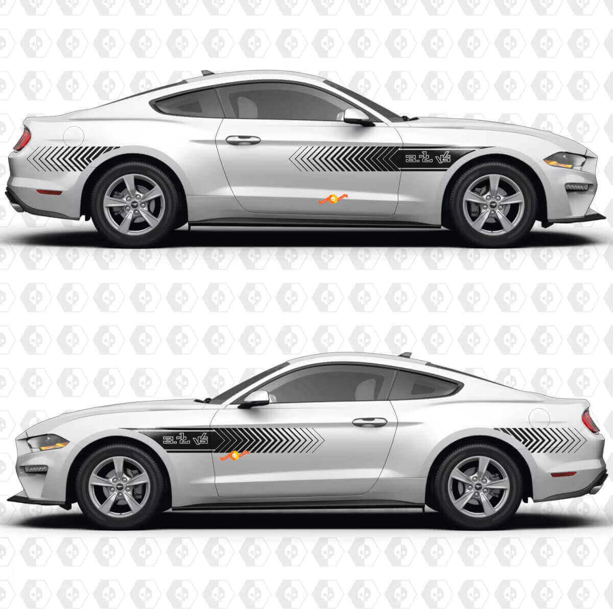 S550 Speed Line Pattern 37L V6 Side Doors Vinyl Decals Stickers for Ford Mustang