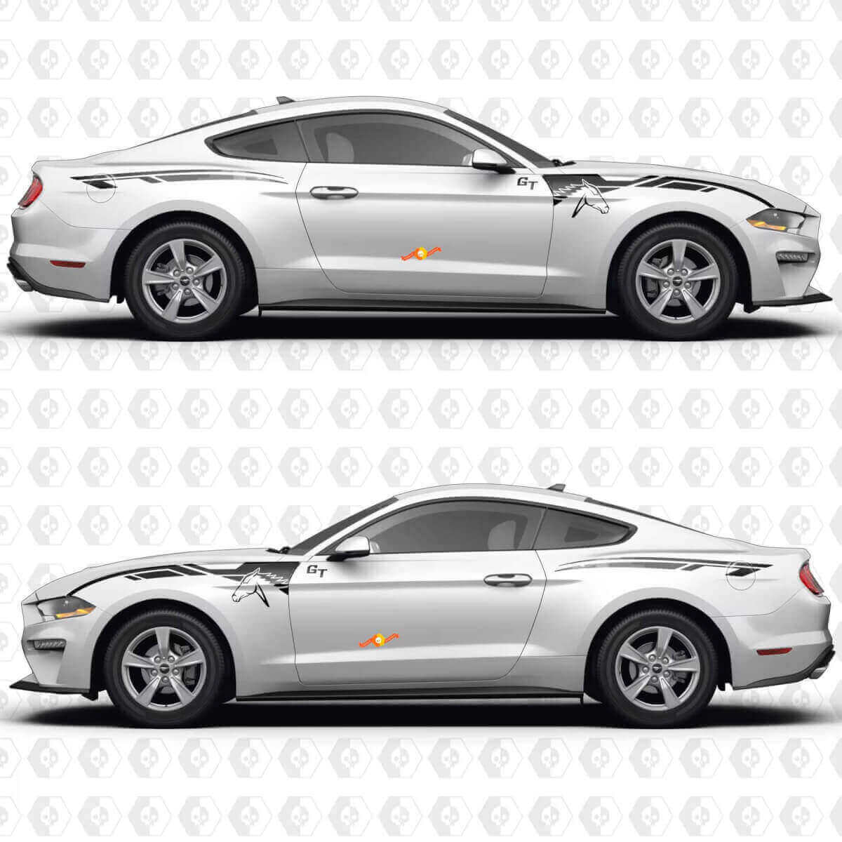 S550 GT Aero Flow Stripes Front Fender and Rear Quarter Panel Vinyl Decals Stickers for Ford Mustang
