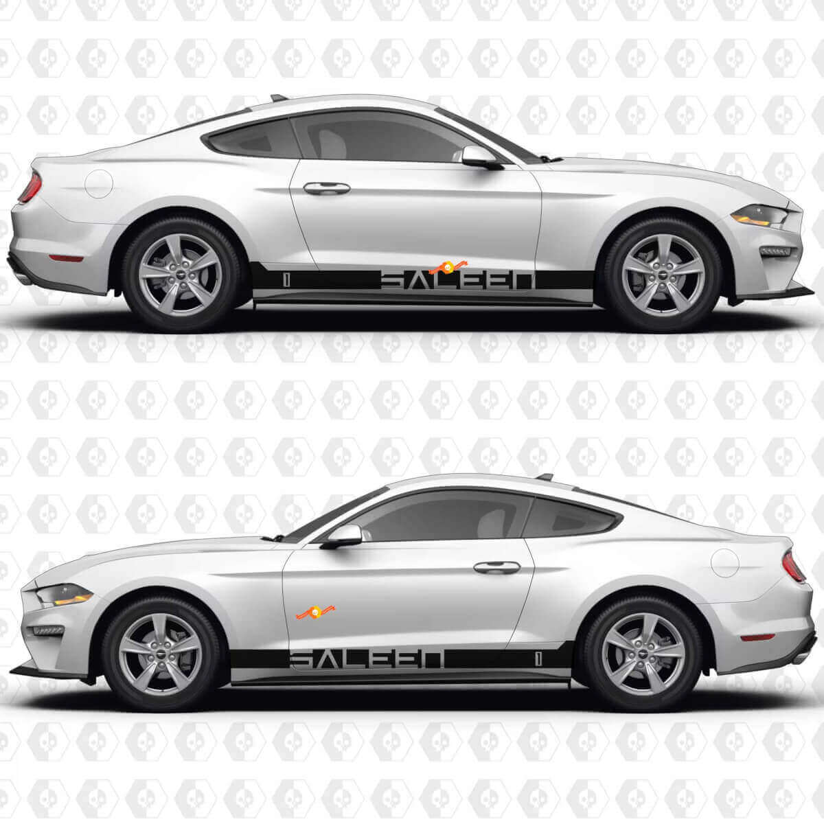 Negative Space Stripe Saleen Side Door Rocker Panel Vinyl Decals Stickers for Ford Mustang