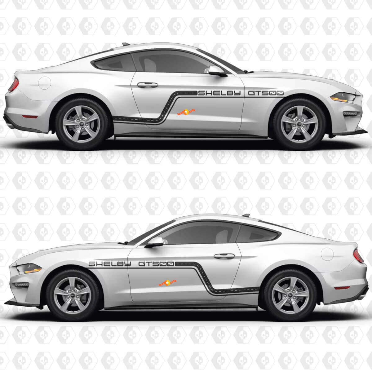 GT500 Track Inspired Stripe Side Door Vinyl Decal Kit for Musclecar Musclecarmodel GT500
