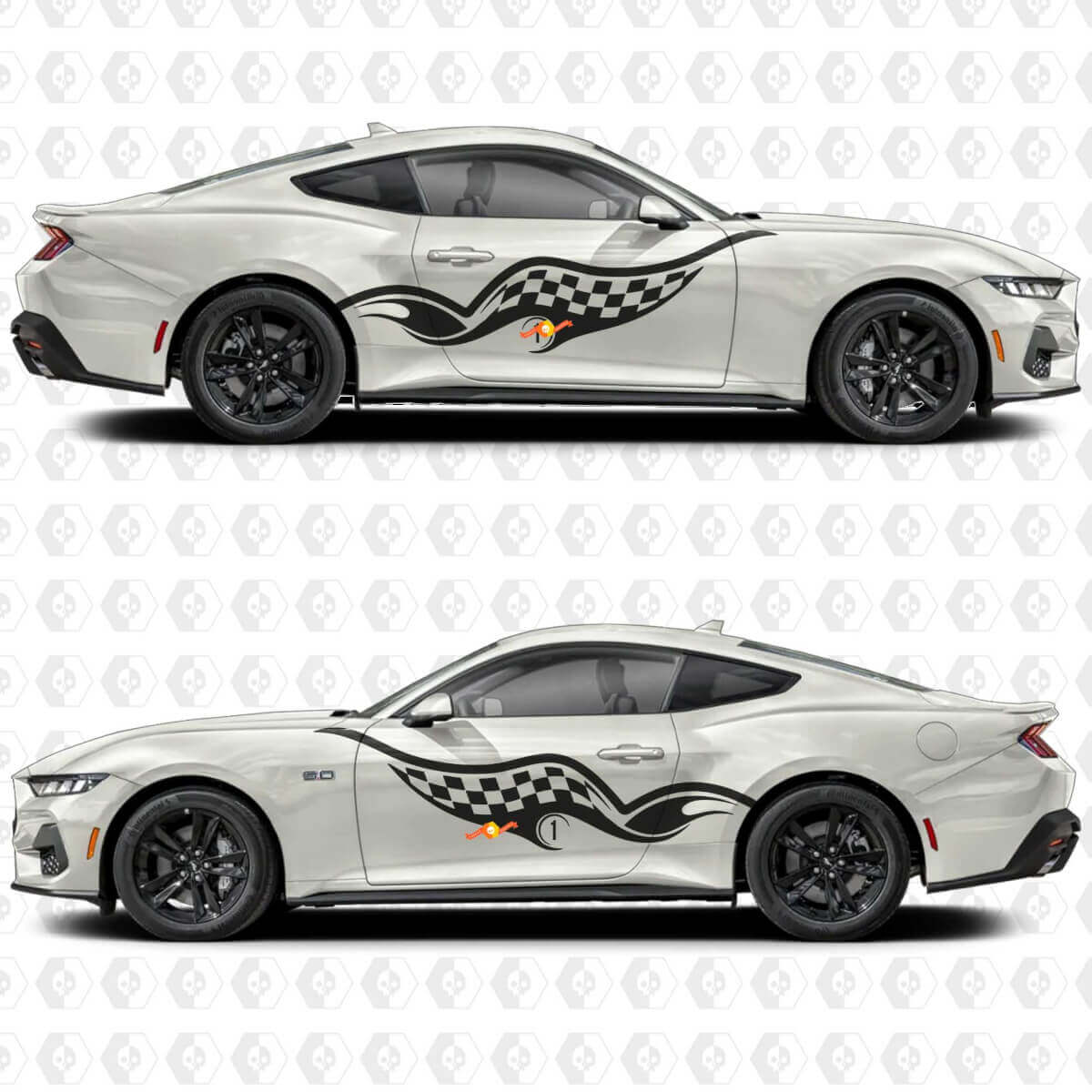 Checkered Flag Inspired Side Door Vinyl Decals Stickers for Ford Mustang