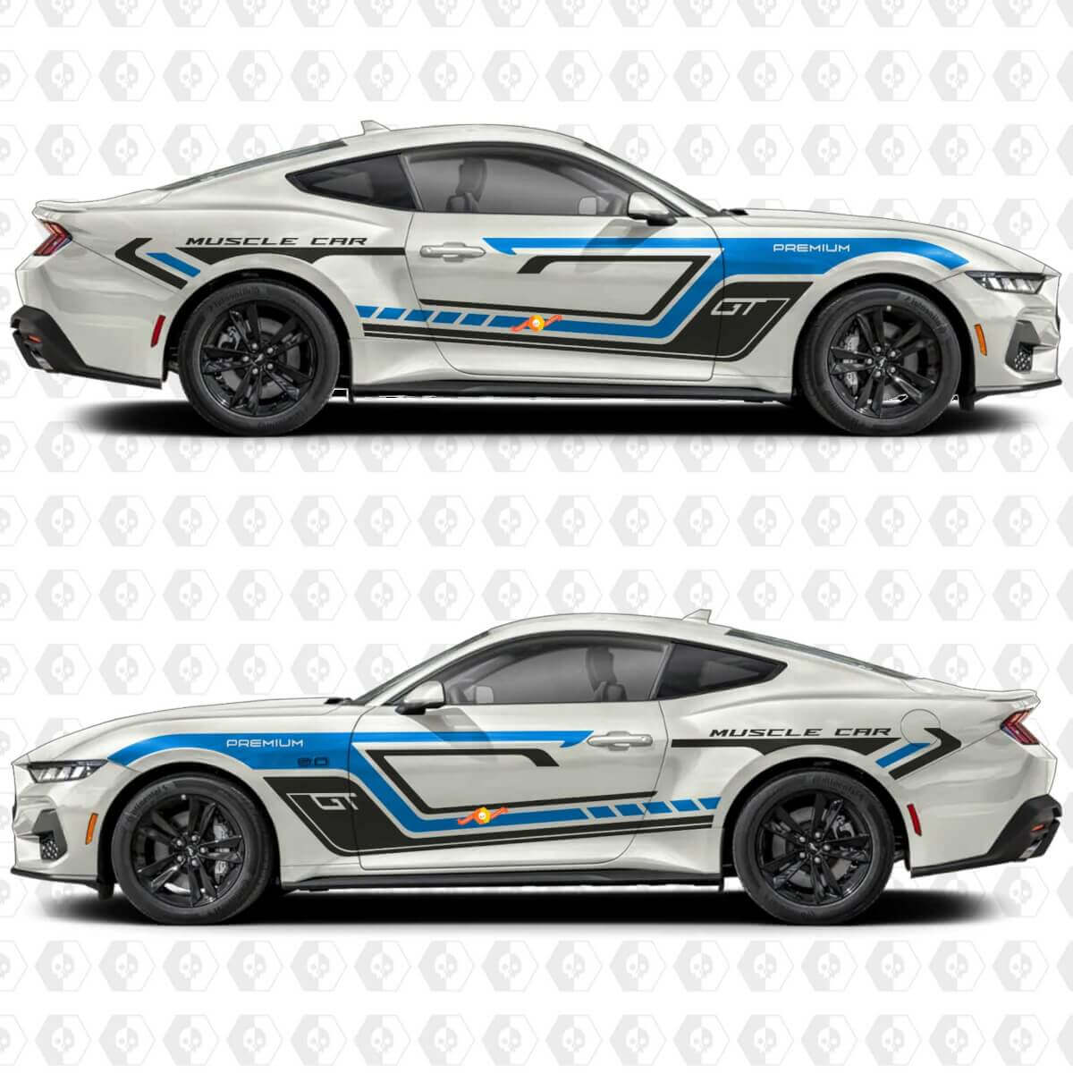 GT Classic Muscle Car Premium Stripes Side Door Vinyl Decals Stickers for Ford Mustang