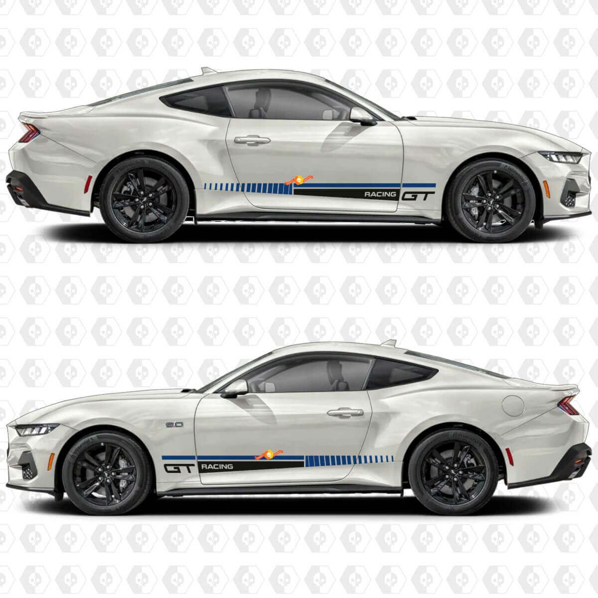 GT Racing Look Stripe Side Door Vinyl Decals Stickers for Ford Mustang