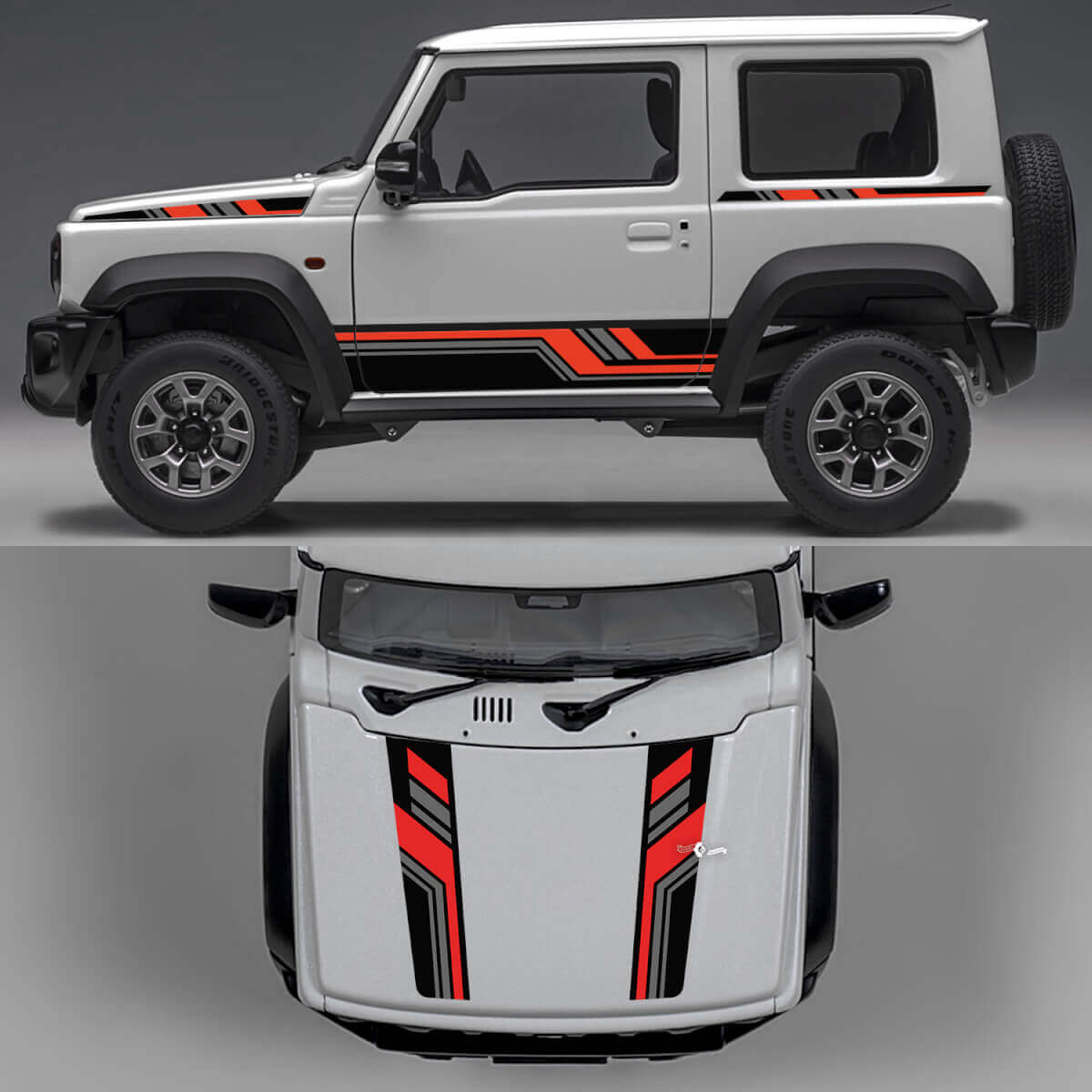 Rhino Edition Abstrakte Linien Grafik Seiten Türen und Motorhauben Vinyl Aufkleber 2 für Suzuki Jimny