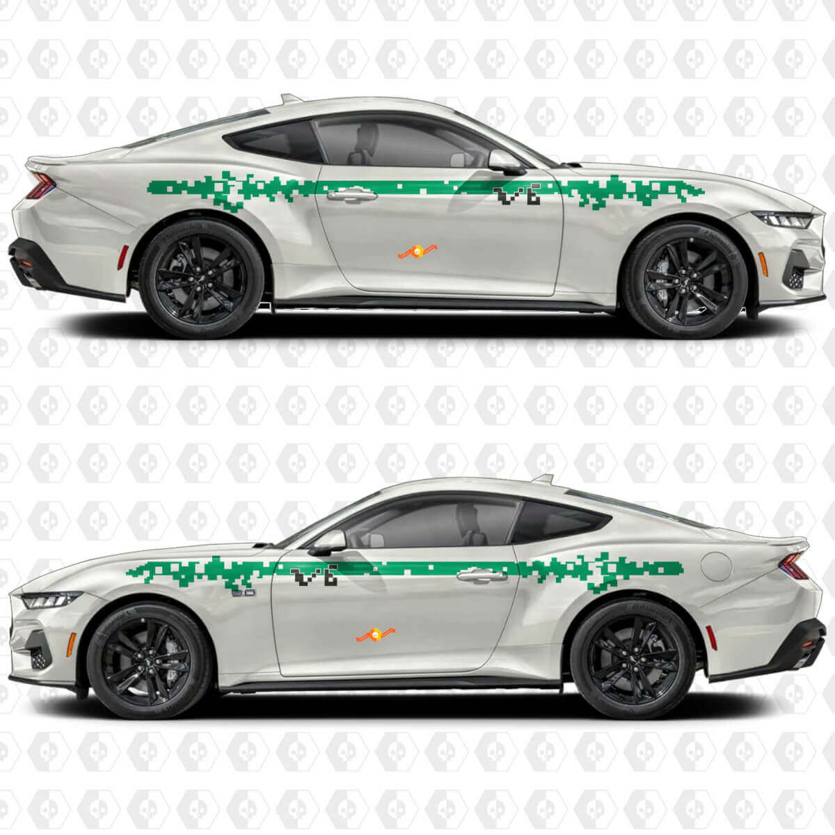 Digital Pixel Stripe Side Door Vinyl Decal Stickers 2 for Ford Mustang