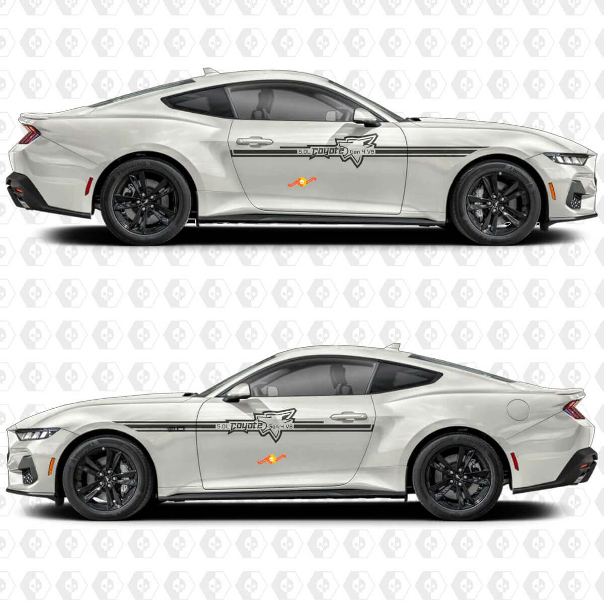 Coyote Outline Accent Stripe Side Door Vinyl Decals Stickers for Ford Mustang