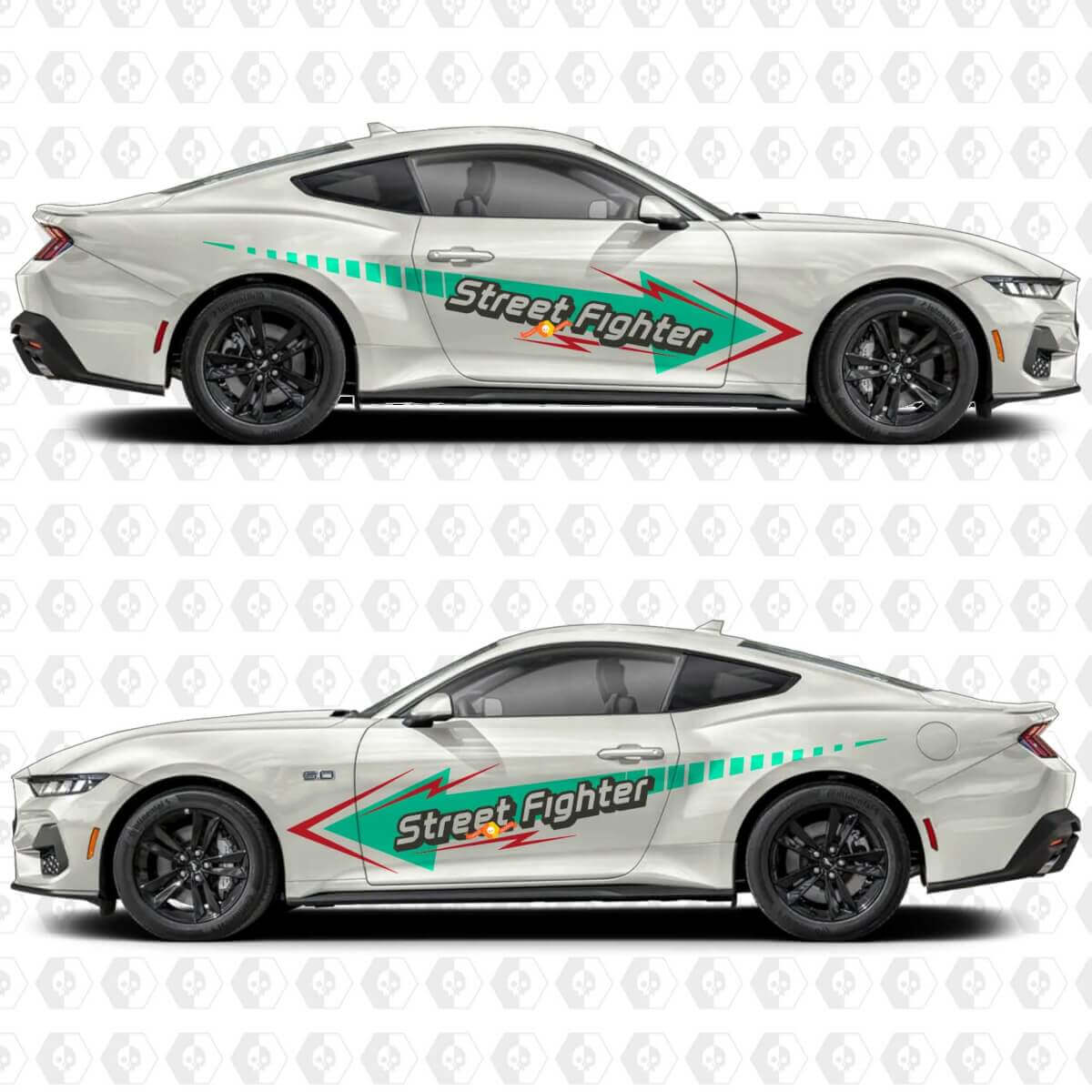 Street Fighter Look Side Door Vinyl Decals Stickers for Ford Mustang