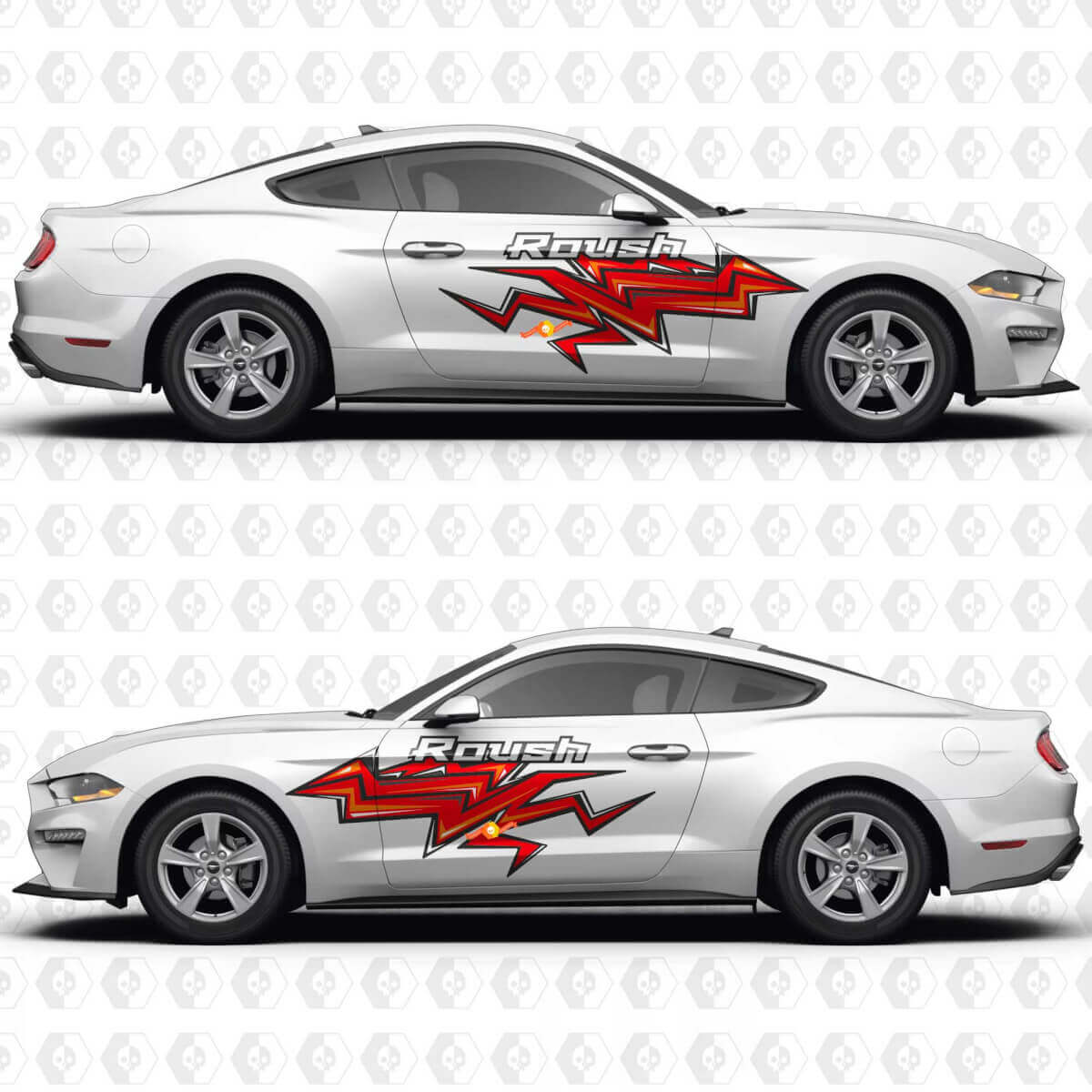 Roush Lightning Bolt Stripe Side Door Vinyl Decal Sticker Graphics for Ford Mustang
