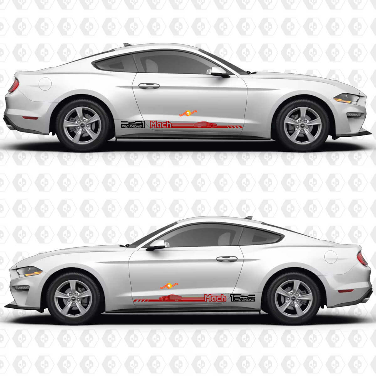Pro Racing Touring Car Style Stripe Side Door Vinyl Decal Sticker Graphics for Ford Mustang