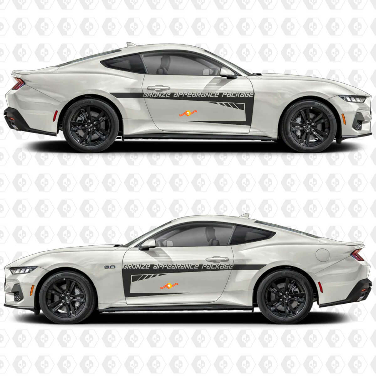 Packet for Bronze Appearance Negative Space Stripe Side Door Vinyl Decals Stickers Graphics for Ford Mustang