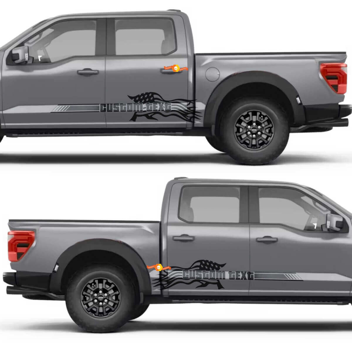 Vinyl Decal Sticker with American Flag Integrated Side Doors for Ford F-150