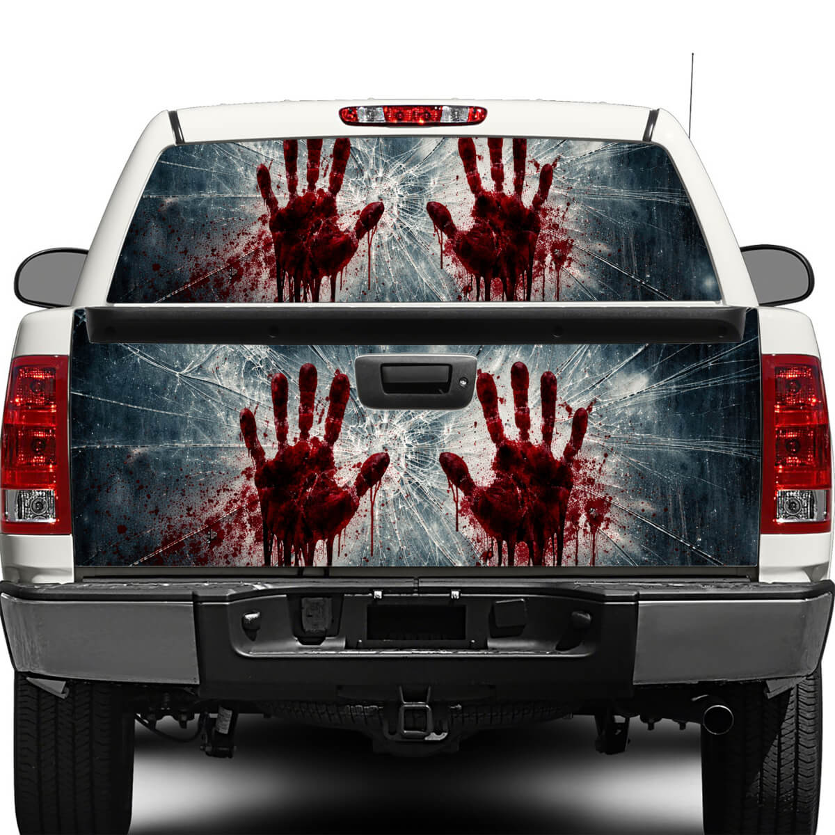 Zombie Hands Broken Glass Rear Window or Tailgate Vinyl Decal for Pick-up Trucks SUVs
