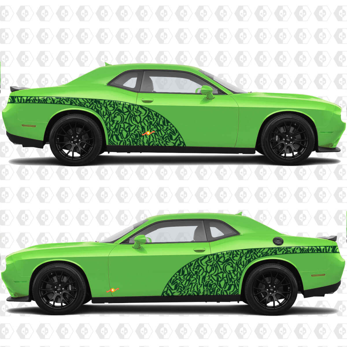 Graffiti Style Arc Side Doors Rear Guards Vinyl Decals Stickers for Dodge Challenger