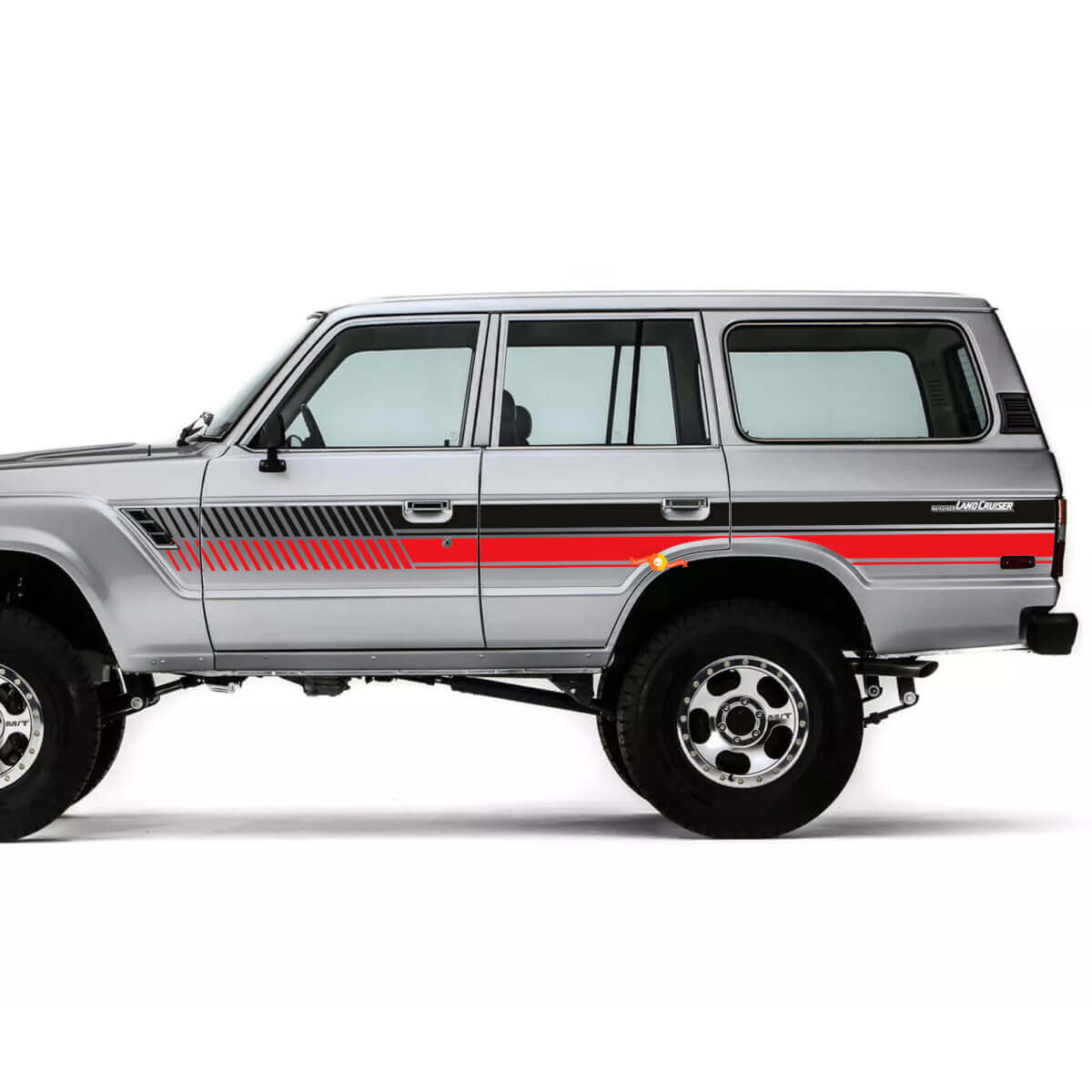 Retro Stripes Graphics Side Door Rear Fender Vinyl Decal Stickers for Toyota Land Cruiser 1984