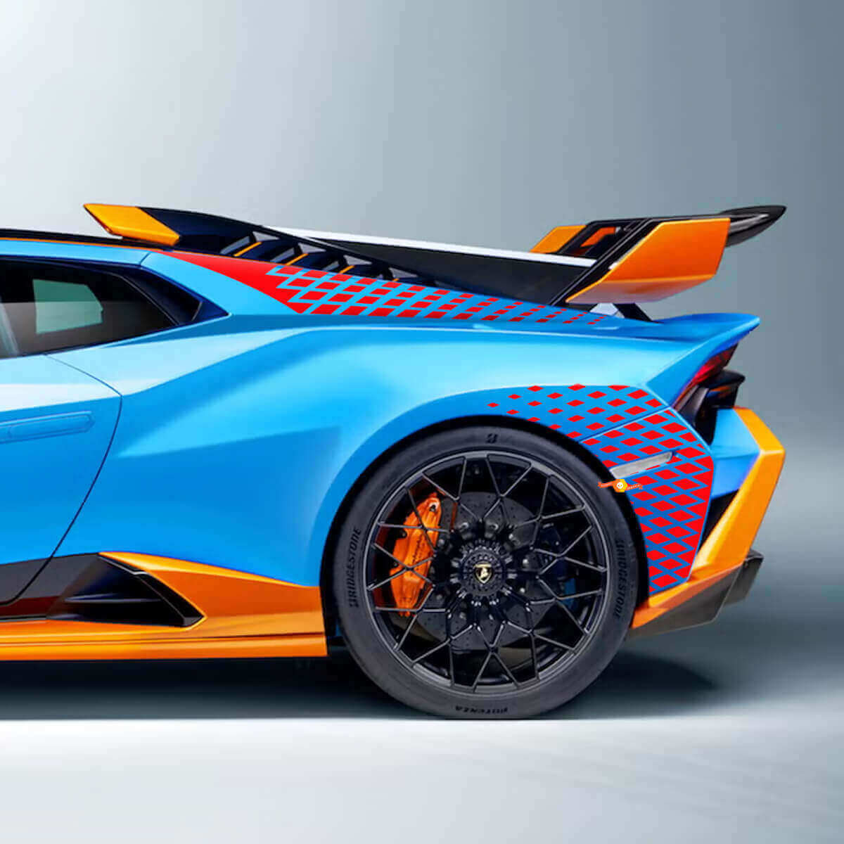 Checkered Racing Rear Fender Vinyl Decal Kit for Lamborghini Huracan STO