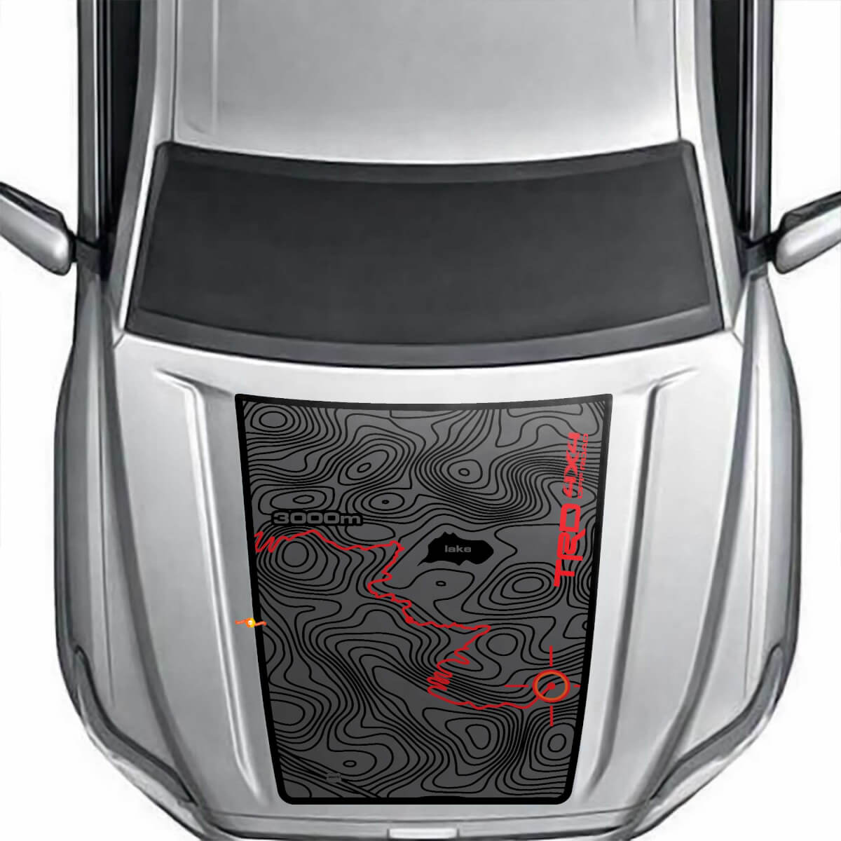 Blackout Topographic Map Adventure trip TRD 4x4 Off Road Vinyl Bonnet Decal Sticker for Toyota Tacoma 2024 and up