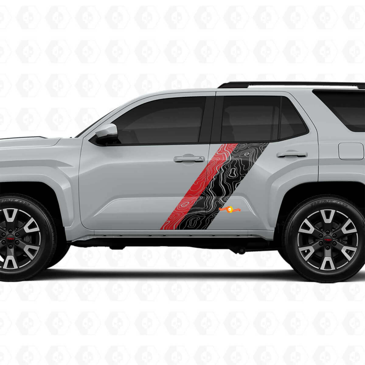 Topographic Map Style Door Side Stripes Vinyl Stickers Decal For Toyota 4Runner 6th Gen