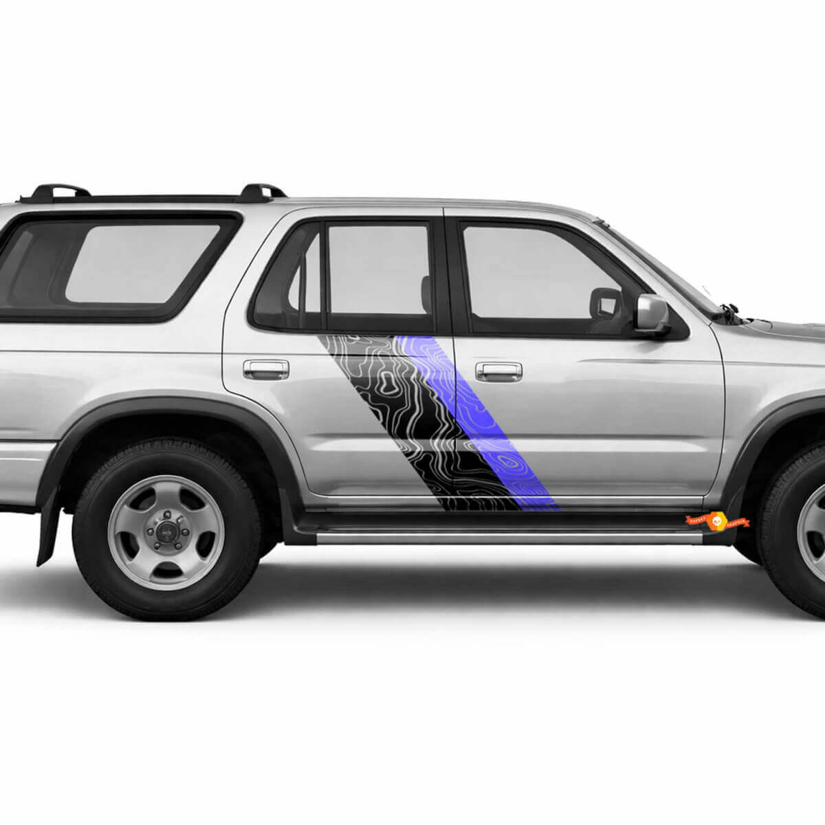 Topographic Map Style Twin Stripes Side Vinyl Stickers Decal For Toyota 4Runner 1989-1995