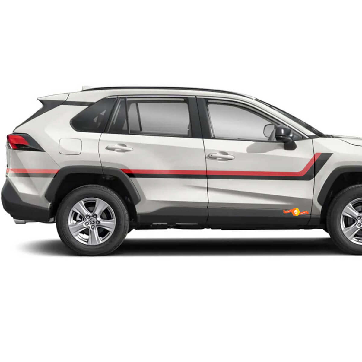 Stripes Doubles Autocollants Vinyle Latéraux De Porte Pour Toyota RAV4 2019-2025
