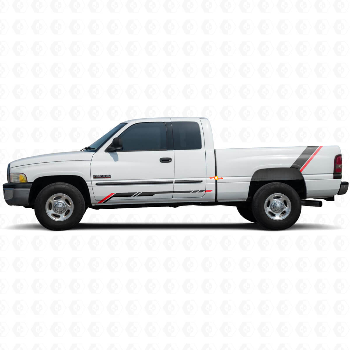 Checkered Stripes Rocker Panel Rear Side Vinyl Sticker Decal for Dodge Ram 1500 1994–2001