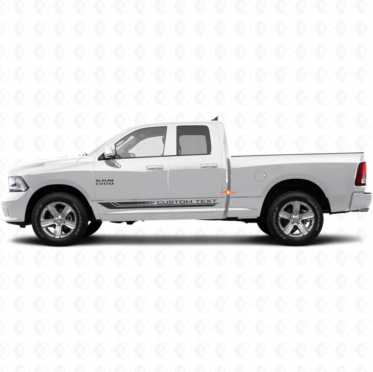 Autentiske bufrete buede striper rockerpanel vinylklistremerke klistremerke for Dodge Ram 1500 2011-2018