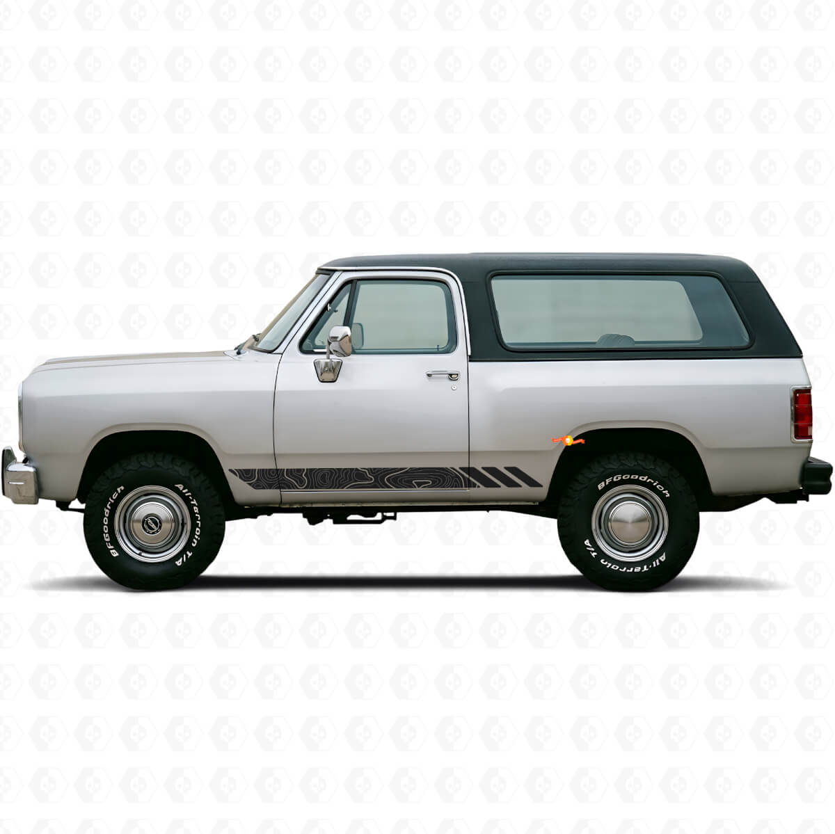 Autoben Topografiese Styl Strepies Deure Vinyl Plakker Decal vir Dodge Ramcharger 1974-1993