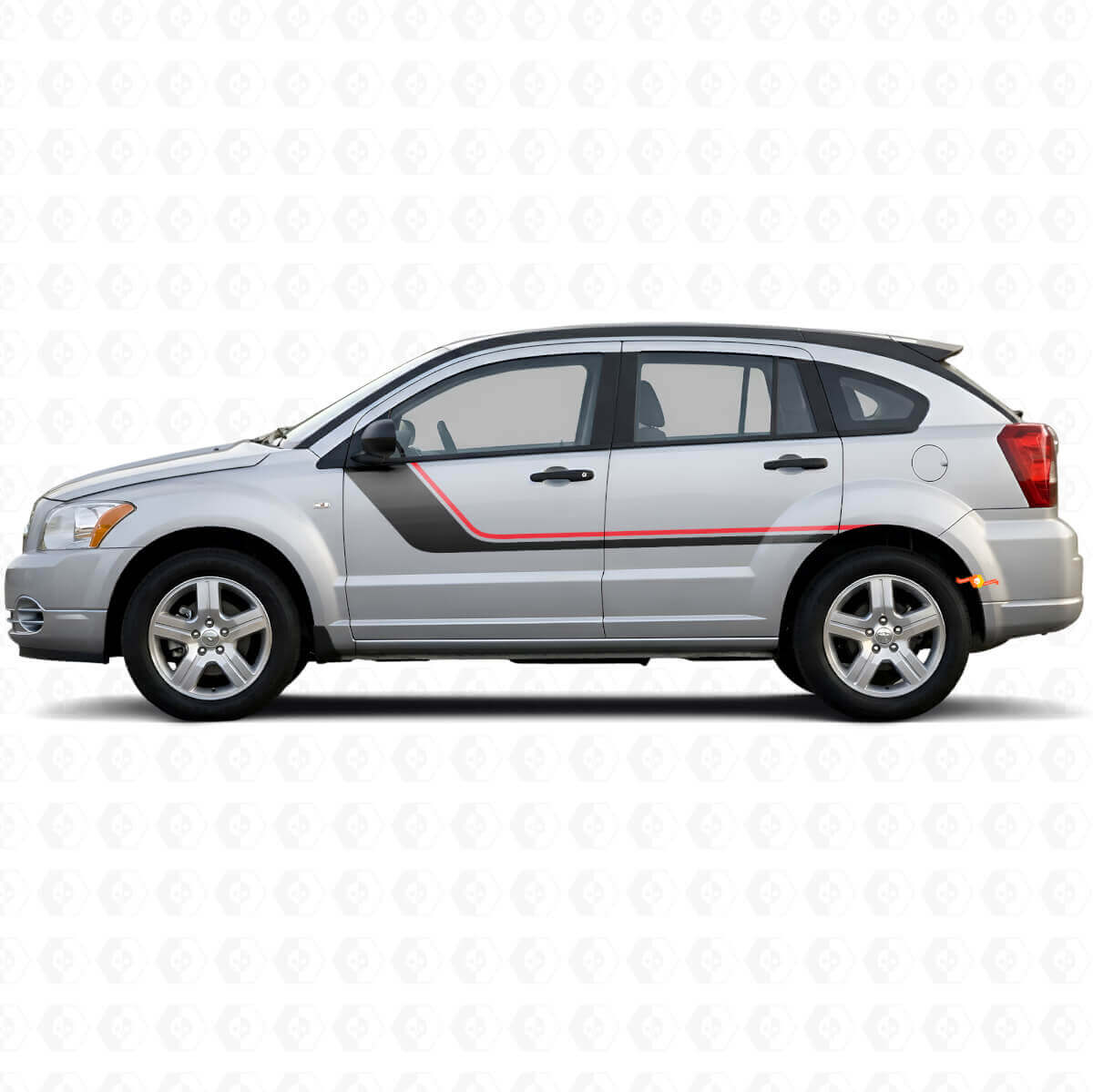 Vinyl Decal with Twin Stripes for Dodge Caliber 2007-2012 on Door Side