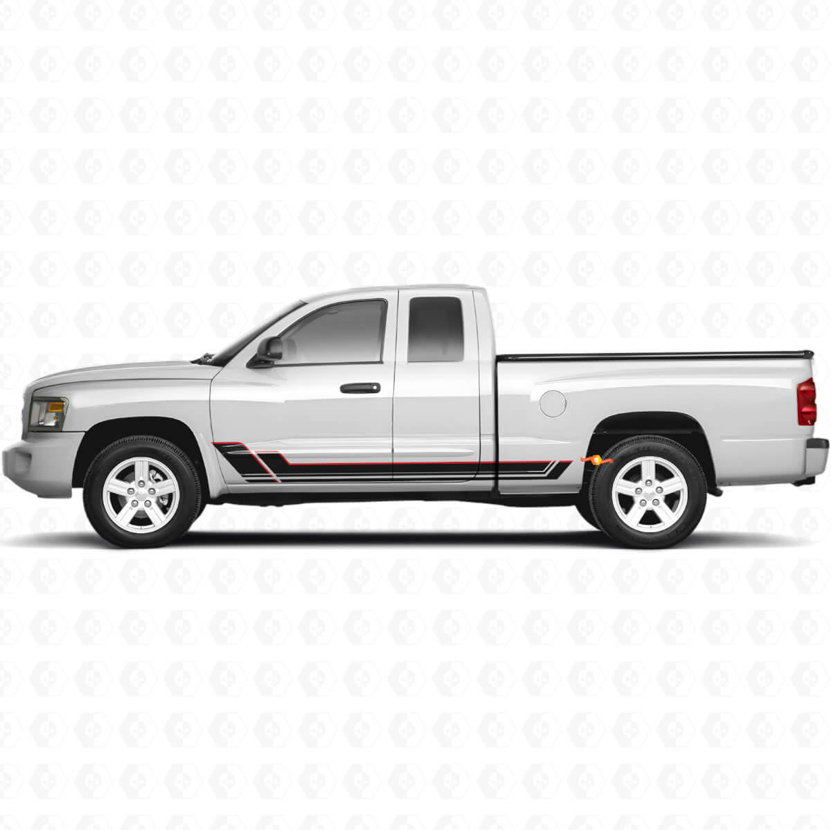 Kit de vinilo con franjas gemelas para paneles laterales de Dodge Dakota 2005-2011