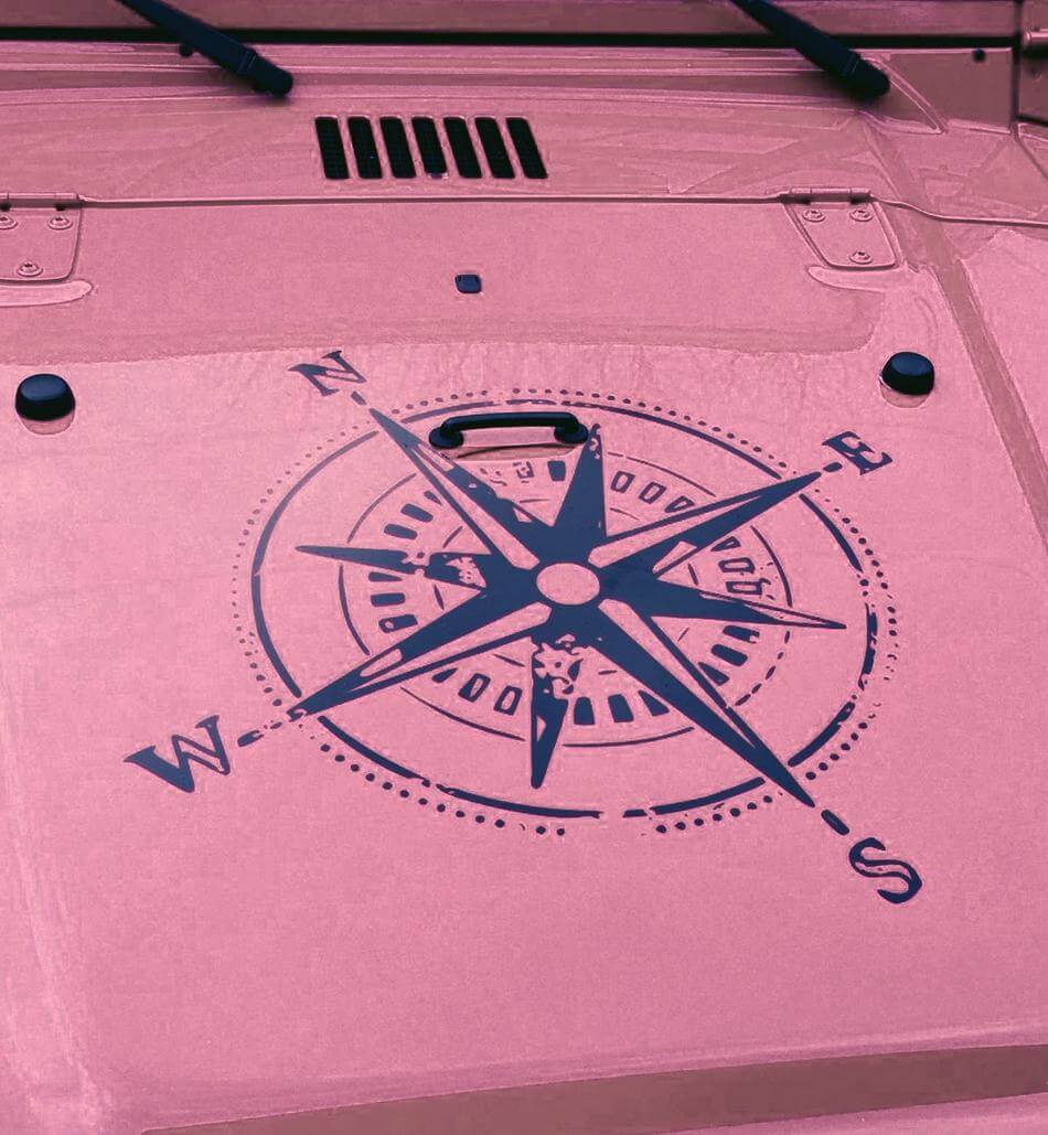 Compass Distressed Style Hood Vinyl Decal Sticker for Jeep Wrangler